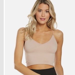 Free People Ribbed V Neck Brami Longline Bralette Pink Size XS/S